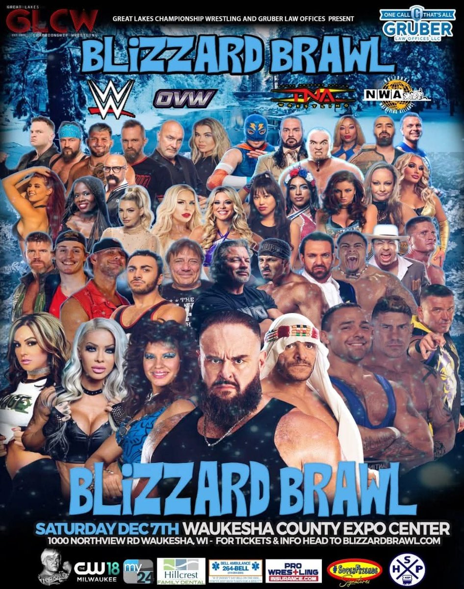 BlizzardBrawl's tweet image. Blizzard Brawl on Saturday Night, December 7th is SOLD OUT...  Standing Room Only admission is $20 in advance or $25 at the door.  Doors at 4pm. Bell time is 7pm. BlizzardBrawl.com