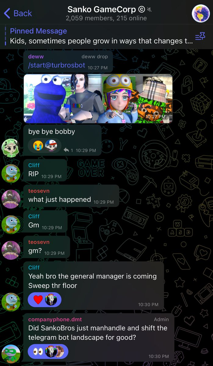 bye bye bobby👋

turbros bot is coming to <a href="/SankoGameCorp/">Sanko GameCorp ©</a> official TG

🏎️💨