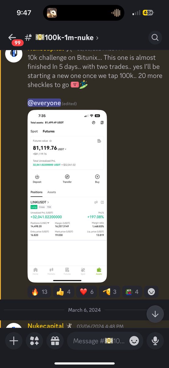 NukeCapital's tweet image. In my discord I have a challenge that I started only for alts showing the group how to get from 10k-100k then 100k to 1 million… we are half way to Graceland and all documented with positions.  Follow below if you like.

$BTC

bitunix.com/register?vipCo…

discord.gg/nukecapital