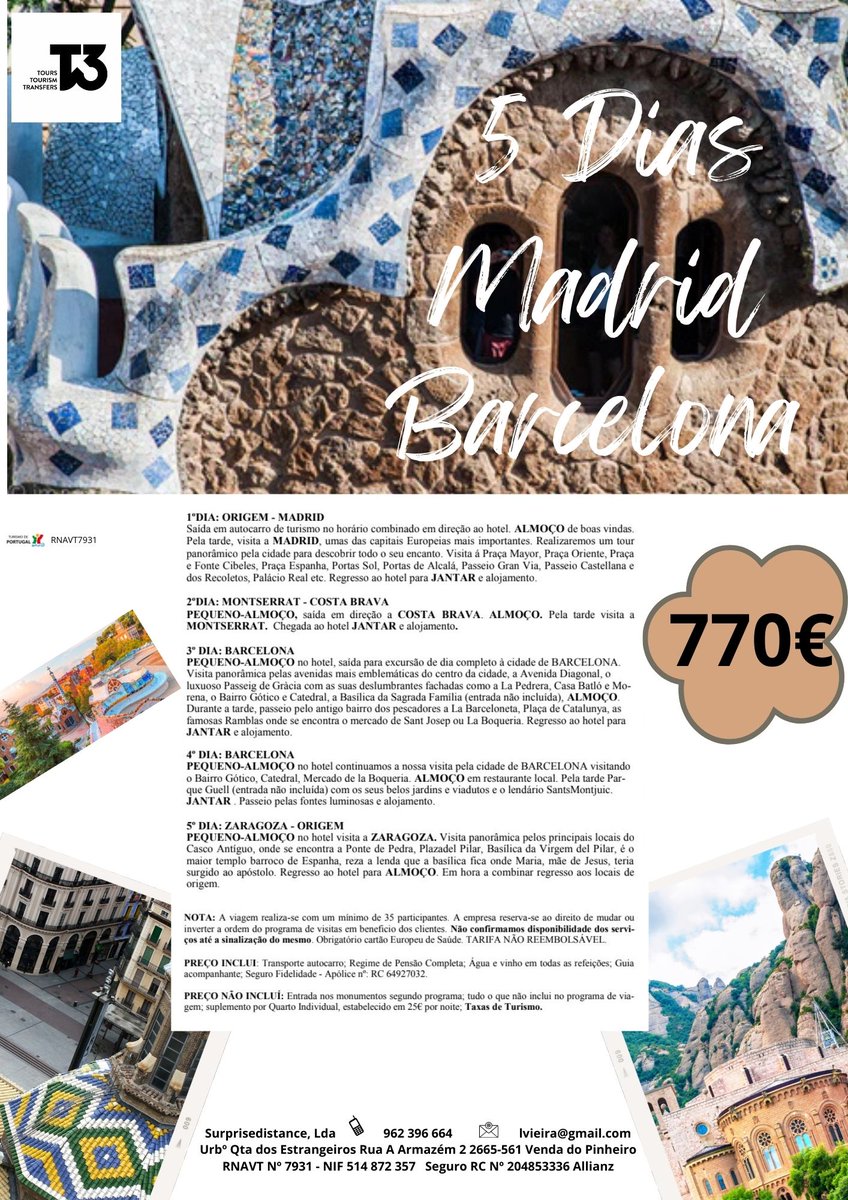 t3_tours's tweet photo. Aventure-se connosco @t3_traveling_turismo
📷 Deixe um comentário, envie-nos mensagem privada ou ligue-nos:
📷 (+351) 962 776 065 / 96 239 66 64
📷 lvieira.t3@gmail.com
#viajar #grupos #madrid #barcelona #serranevada #espanha https://t.co/EbunK5xUlv