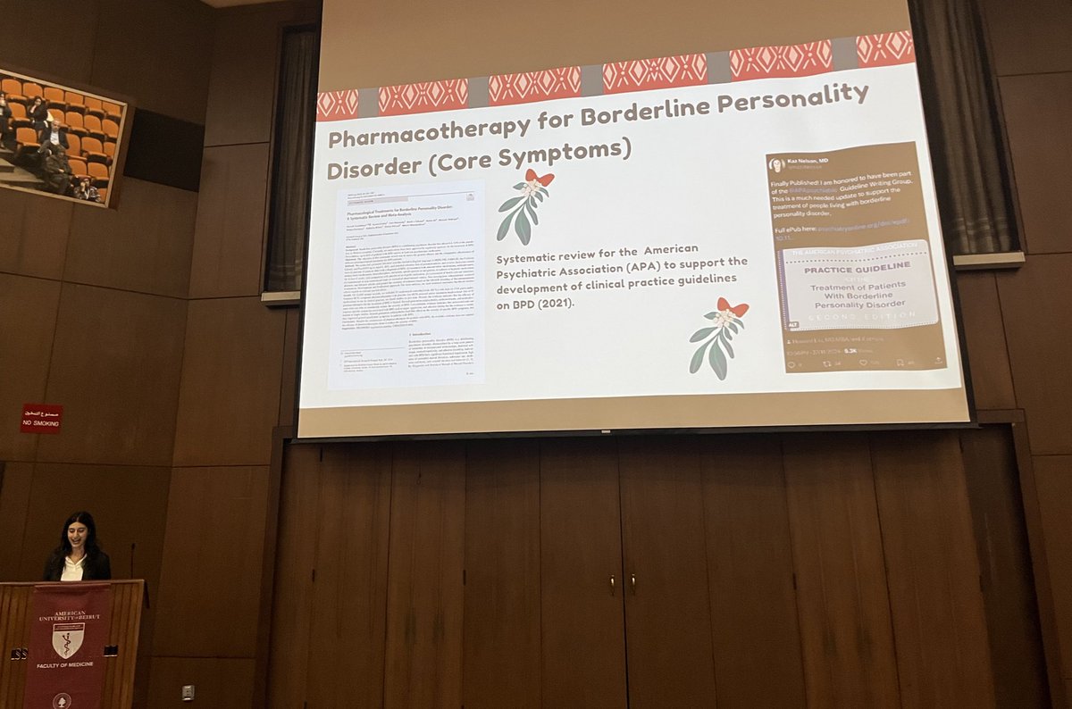 AubmcPsychiatry's tweet photo. ✨Kudos to Dr. Lea Daou, our PGY-3, for an outstanding Journal Club presentation today on pharmacotherapy in borderline personality disorder! 💊📚 Incorporating the latest @APApsychiatric updates with clarity and insight 🧠👏 #psyched @learogerdaou https://t.co/fYVuuYL7DW