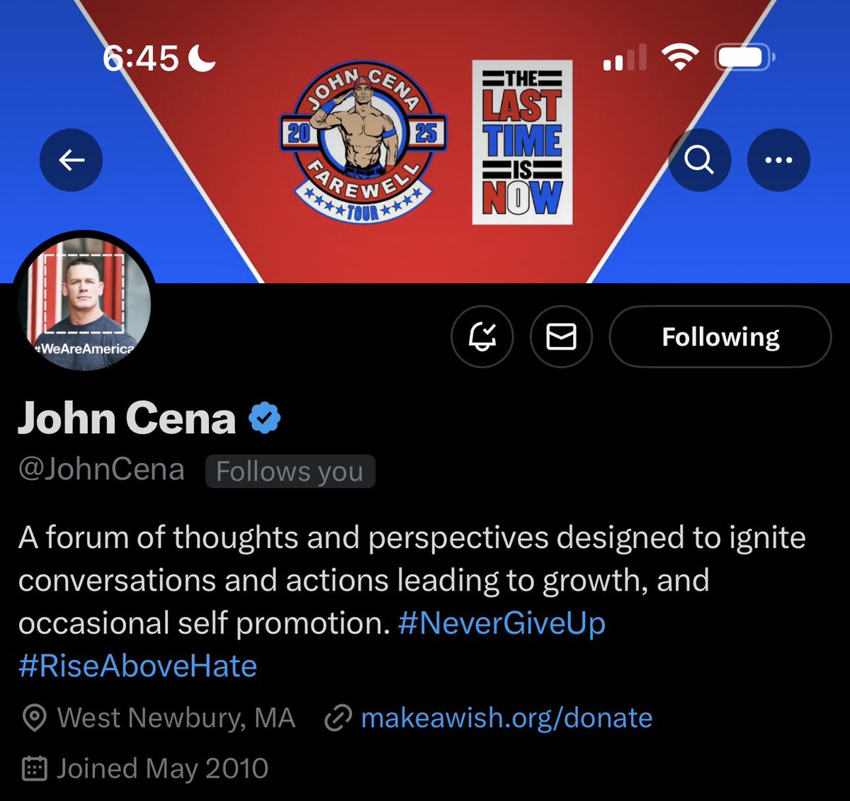 Thanks for the follow by the amazing <a href="/JohnCena/">John Cena</a>. #NeverGiveUp #RiseAboveHate 
<a href="/ARMY_XRP589/">$ARMY</a> <a href="/BearXRPL/">BEAR</a> <a href="/Ripple/">Ripple</a> <a href="/barkmediax/">Bark Media</a>