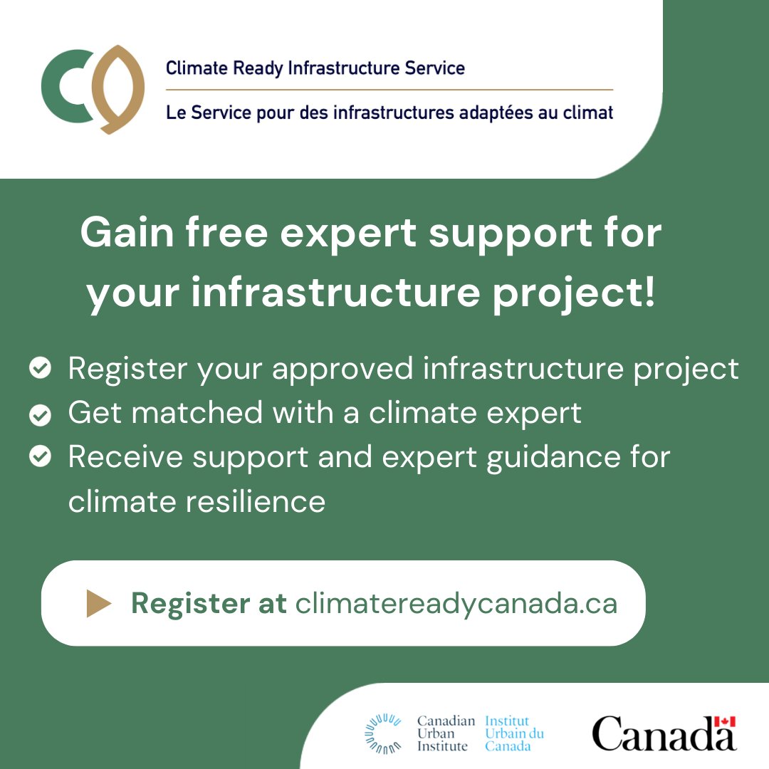 The Climate Ready Infrastructure Service (CRIS) is a suite of resources supporting local governments in achieving Canada’s National Adaptation Strategy and 2030 Emissions Reduction Plan goals. Learn more here: climatereadycanada.ca #nertzero #climateaction