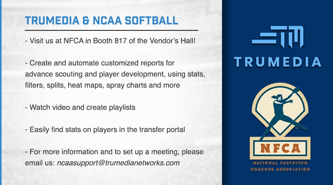 TruMedia will be at the NFCA convention in Dallas this week. Come visit us at Booth 817 in the vendor's hall!