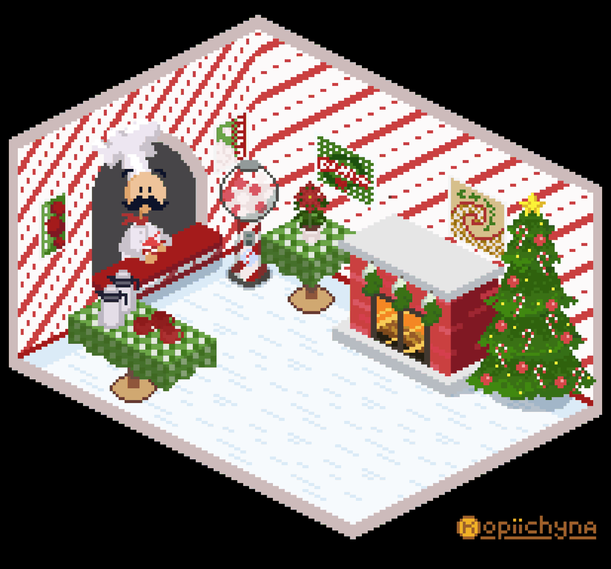kopiichyna's tweet photo. this Christmas Papa returns to his freezeria and he is waiting for your order!! Merry Christmas!

#papalouie #pixelart #xmas #украрт #fliplinestudios https://t.co/f7HrPQWbGq