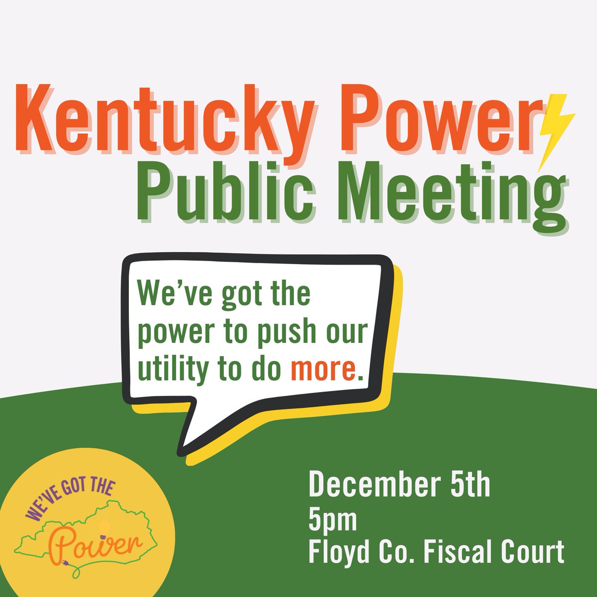 kftc's tweet photo. 🚨Kentucky Power has the opportunity to lower our bills - tell them it's time to invest in US🚨 TOMORROW Dec 5th is the Public Meeting with the KY Public Service Commission at the Floyd County Fiscal Court. 👉 Sign up here: https://t.co/0Goz81Mg2K https://t.co/pzjQY417jW