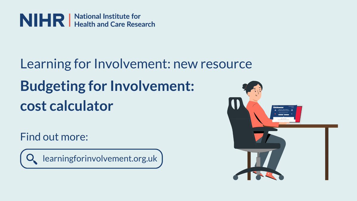 📝 Are you a researcher or professional who is unsure how to budget for your #PPI activities? Visit our handy 'Budgeting for Involvement: cost calculator' on NIHR Learning for Involvement: learningforinvolvement.org.uk/content/resour…