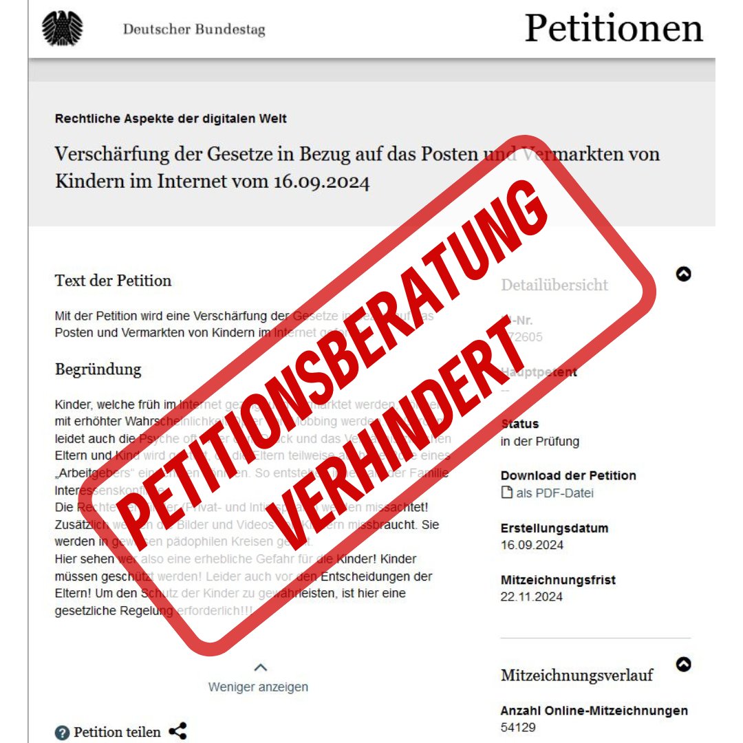 Union und FDP verhindern mit Hilfe der AfD öffentliche Beratung im Petitionsausschuss und stoßen damit 54.000 Unterzeichner*innen vor den Kopf, die Kinder besser vor Kommerzialisierung im Netz schützen wollen. Das ist Arbeitsverweigerung und saudumm.