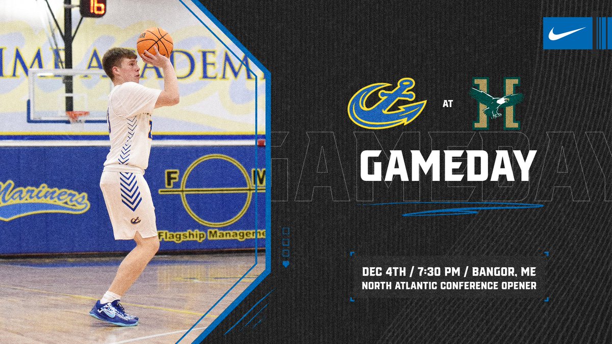 MarinersSports's tweet image. Later TODAY! @MainemaritimeMB travels to Bangor to take on local rival @HussonUEagles in the @nacathletics  opener. 🏀⚓️🏀⚓️

🏟️William P. Newman Gymnasium
📺tinyurl.com/mt2jm9ad
📈tinyurl.com/3yafz9c4

#d3hoops #NACmbb