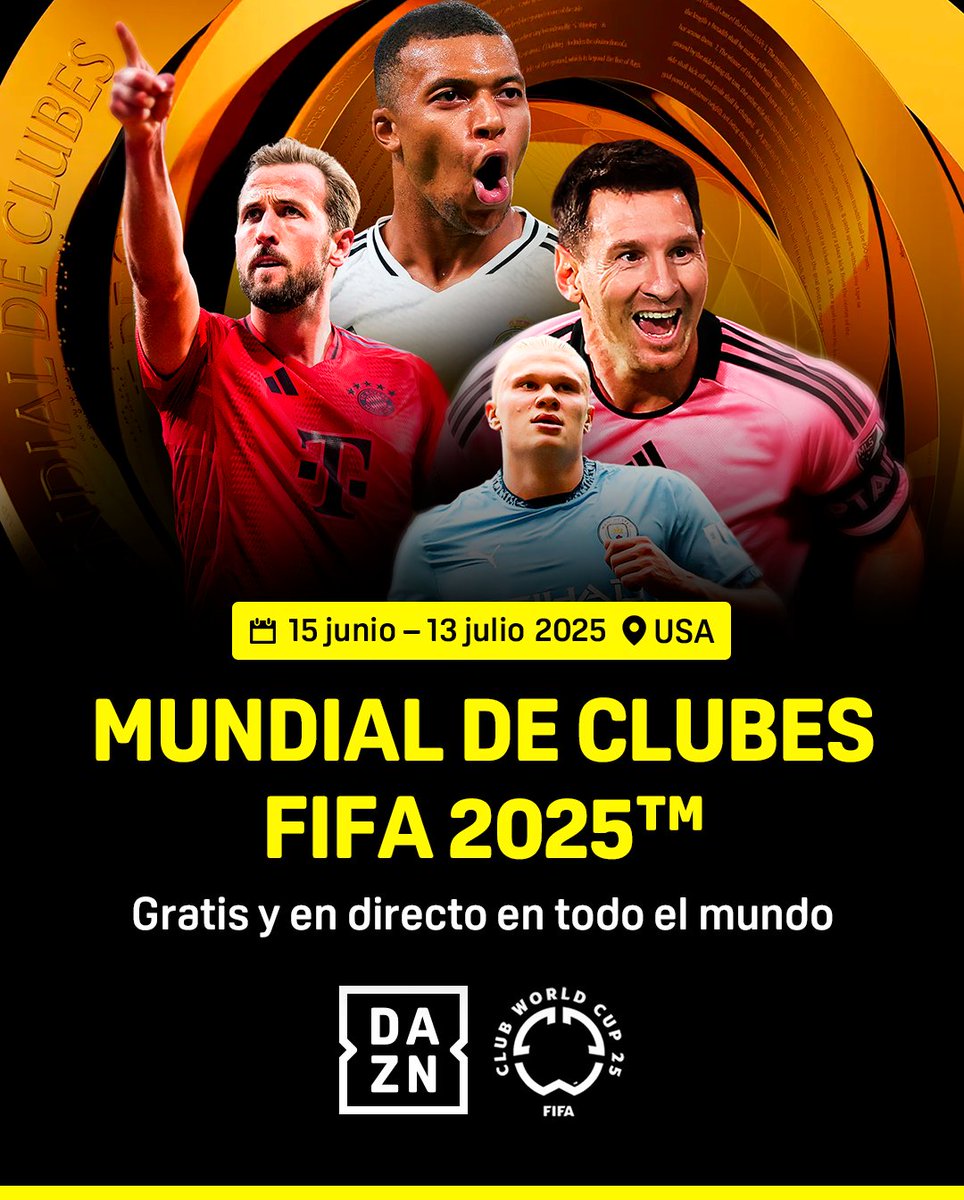 DAZN España (@dazn_es) on Twitter photo ⚽ DAZN x <a href="/FIFACWC/">FIFA Club World Cup</a> ⚽
DAZN emitirá en exclusiva en todo el mundo el Mundial de Clubes de la FIFA 2025™ 💥 TODOS los partidos, en directo y GRATIS ✨
Comenzamos la aventura este jueves con el sorteo desde las 18:45h española 🚀 tinyurl.com/DAZNgratisX
#FIFACWC ⚽ DAZN x <a href="/FIFACWC/">FIFA Club World Cup</a> ⚽
DAZN emitirá en exclusiva en todo el mundo el Mundial de Clubes de la FIFA 2025™ 💥 TODOS los partidos, en directo y GRATIS ✨
Comenzamos la aventura este jueves con el sorteo desde las 18:45h española 🚀 tinyurl.com/DAZNgratisX
#FIFACWC