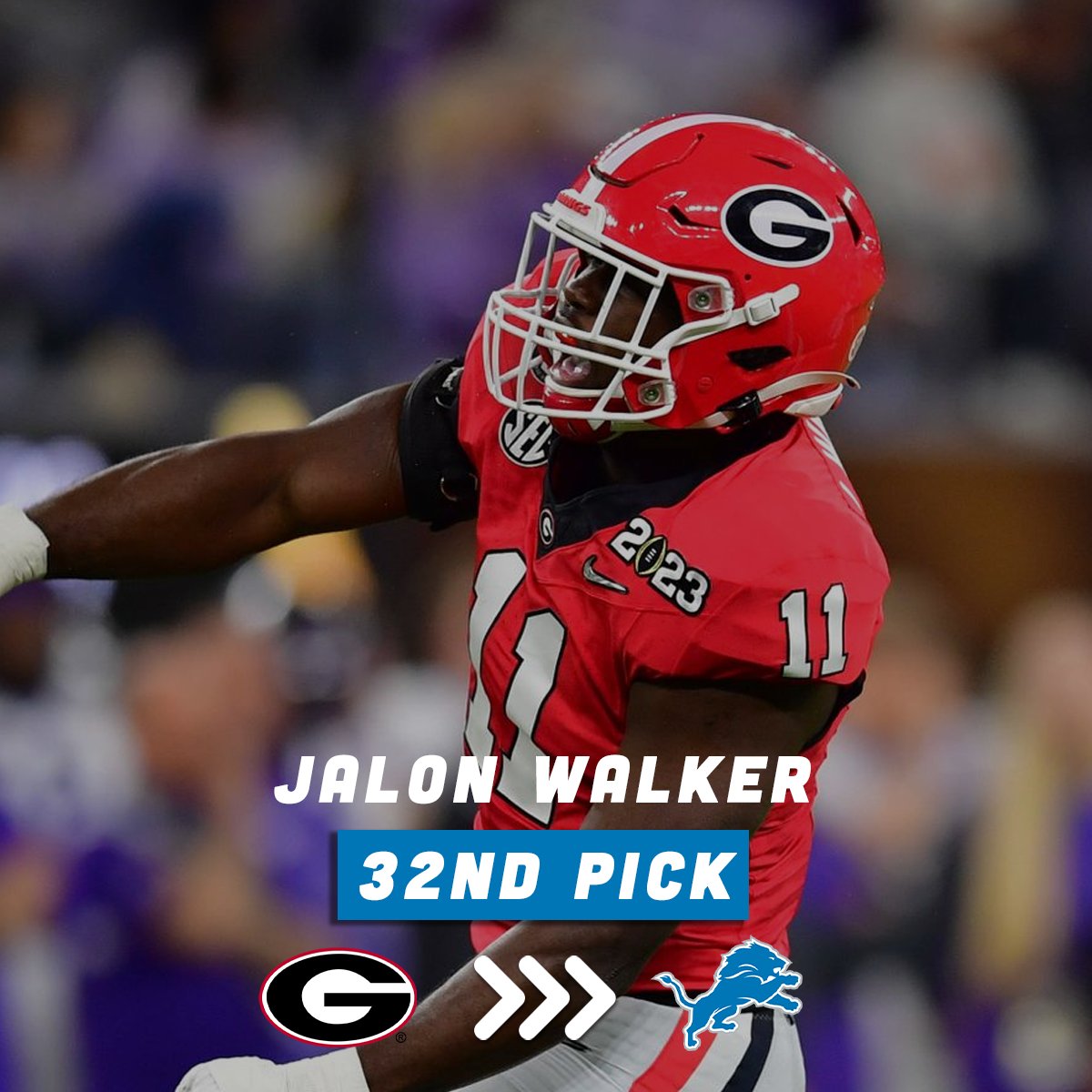 OnePride_app's tweet image. CBS' @EdwardsCBS has the Lions taking Georgia Edge Jalon Walker with the 32nd pick in his mock draft👀

Would you be happy with that?👇 #OnePride