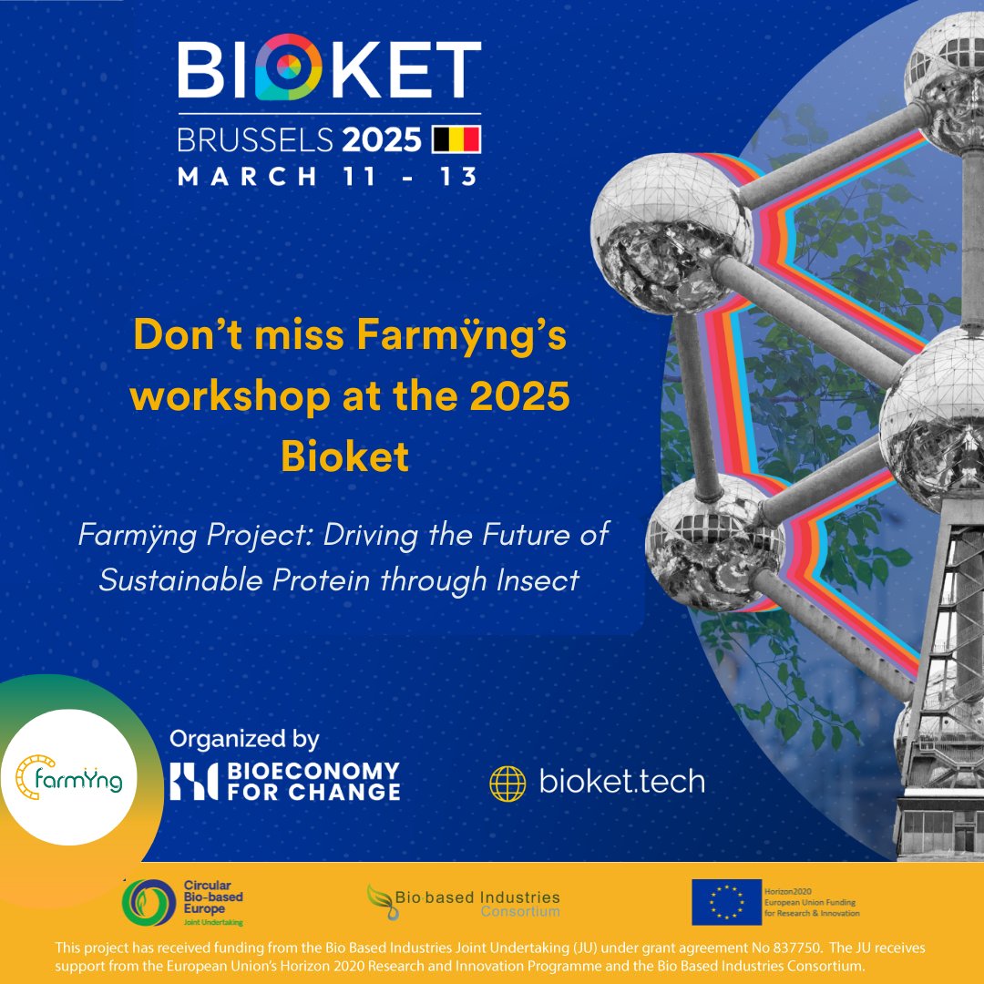 🚀 Join us at #Bioket2025!

Discover how Farmÿng transforms Tenebrio molitor into sustainable proteins &amp; fertilizers at Europe’s largest insect facility, ŸnFarm.
🔬 Explore innovations in insect breeding, genetics, and sustainability. 🌍
#FarmyngProject #SustainableProtein