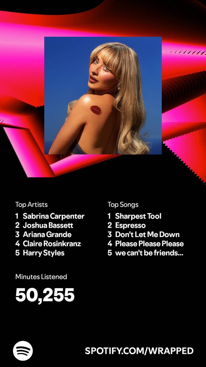 FEELBRINA's tweet photo. I listened for 50,255 minutes in 2024. What about you? #SpotifyWrapped   https://t.co/qFtnp3SpB9 https://t.co/EnPkGIU0DM