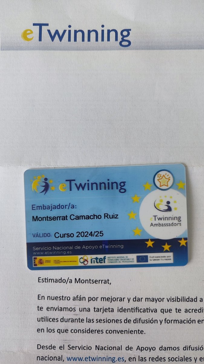 Y ya van tres!!! 
Mi carnet de #embajadora #etwinning 
<a href="/extretwinning/">@ExtreTwinning</a> <a href="/eTwinning_es/">eTwinning España</a> <a href="/eTwinningEurope/">eTwinningEurope</a>