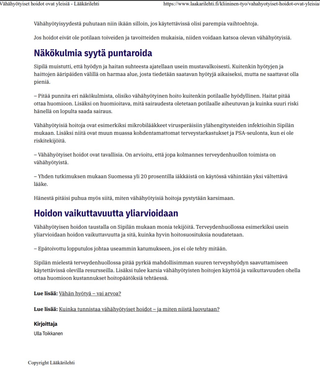 ”Tutkimuksen mukaan Suomessa yli 20 prosentilla iäkkäistä on käytössä vähintään yksi vältettävä lääke”, toteaa KH-päätoimittaja ja hankkeemme jäsen Raija Sipilä Lääkärilehdessä.

Sipilä puhui aiheesta Duodecimin 143. vuosipäivän symposiumissa.
#resurssiviisasterveydenhuolto