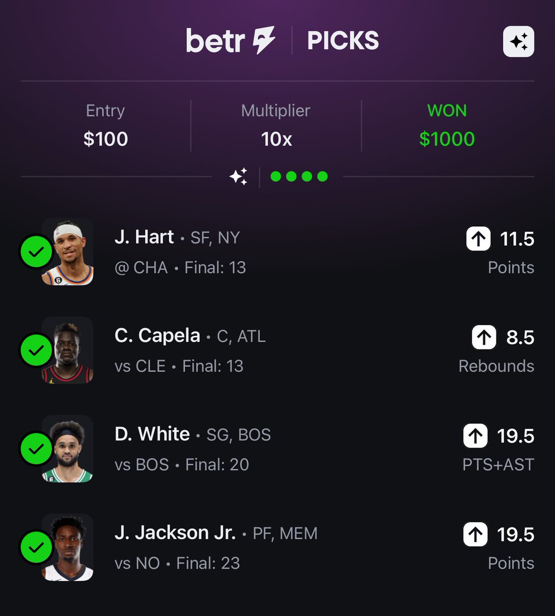 CarryParlays's tweet image. $100 to Someone who LIKES/RT/FOLLOWS ☢️🚀⚡️

BEEN ONA HEATER 💥🤝🔥

DUBCLUB CASHED 90% OF THE SLIPS IN THE PAST 3 DAYS ✅🏦

#Betr #Prizepicks #Xgambling