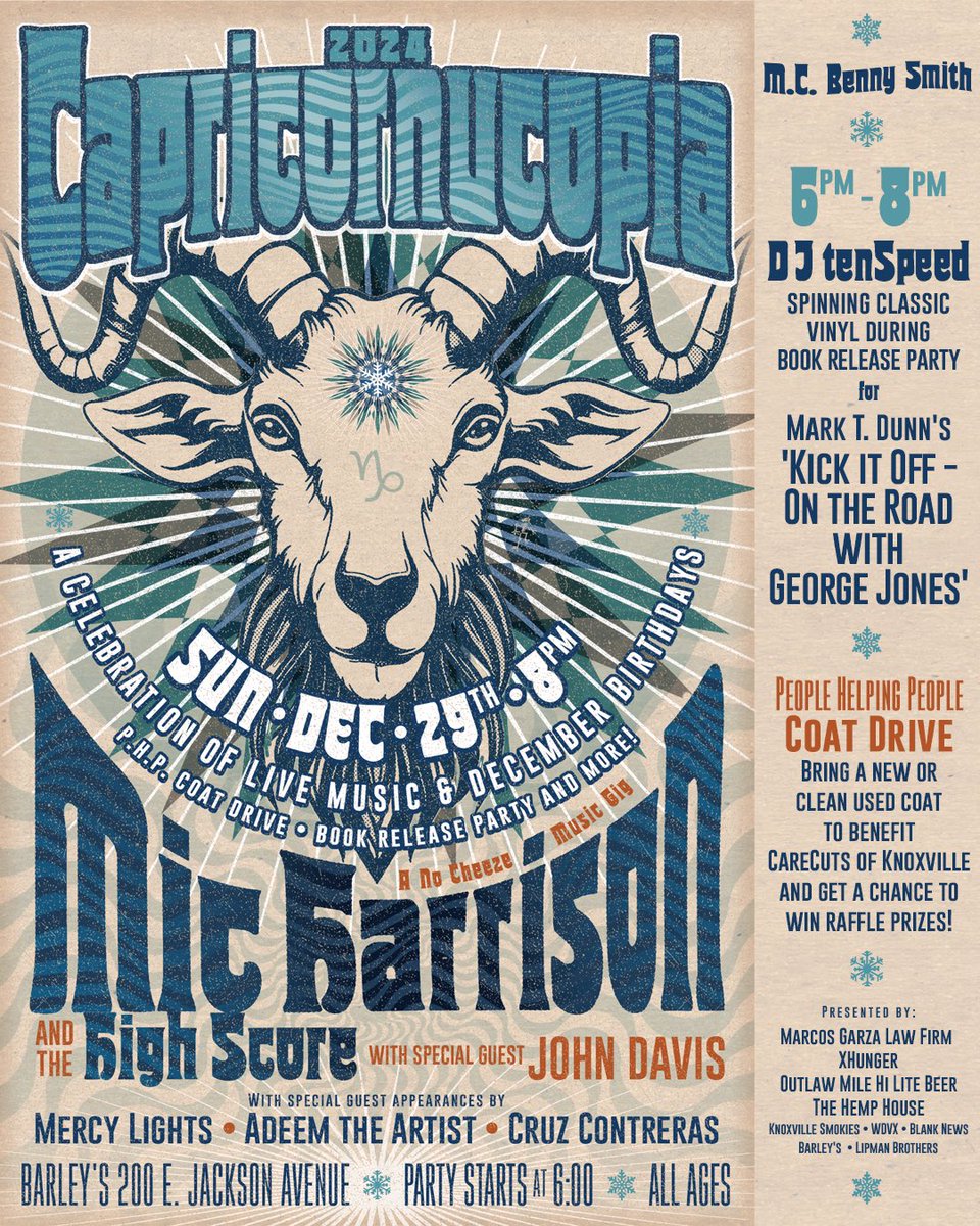 The Lees Of Memory (@theleesofmemory) on Twitter photo John, Henry & Stewart are playing Capricornucopia 2024 with <a href="/MicHarrisonatHS/">Mic Harrison And The High Score</a> + a gang of special guests! SUNDAY DEC 29 at <a href="/KnoxBarleys/">KnoxBarleys</a> Party starts at 6 PM, show at 8 PM. Bring a new or clean used coat to benefit CareCuts Knoxville. This event is All Ages. Hope to see you there! John, Henry & Stewart are playing Capricornucopia 2024 with <a href="/MicHarrisonatHS/">Mic Harrison And The High Score</a> + a gang of special guests! SUNDAY DEC 29 at <a href="/KnoxBarleys/">KnoxBarleys</a> Party starts at 6 PM, show at 8 PM. Bring a new or clean used coat to benefit CareCuts Knoxville. This event is All Ages. Hope to see you there!