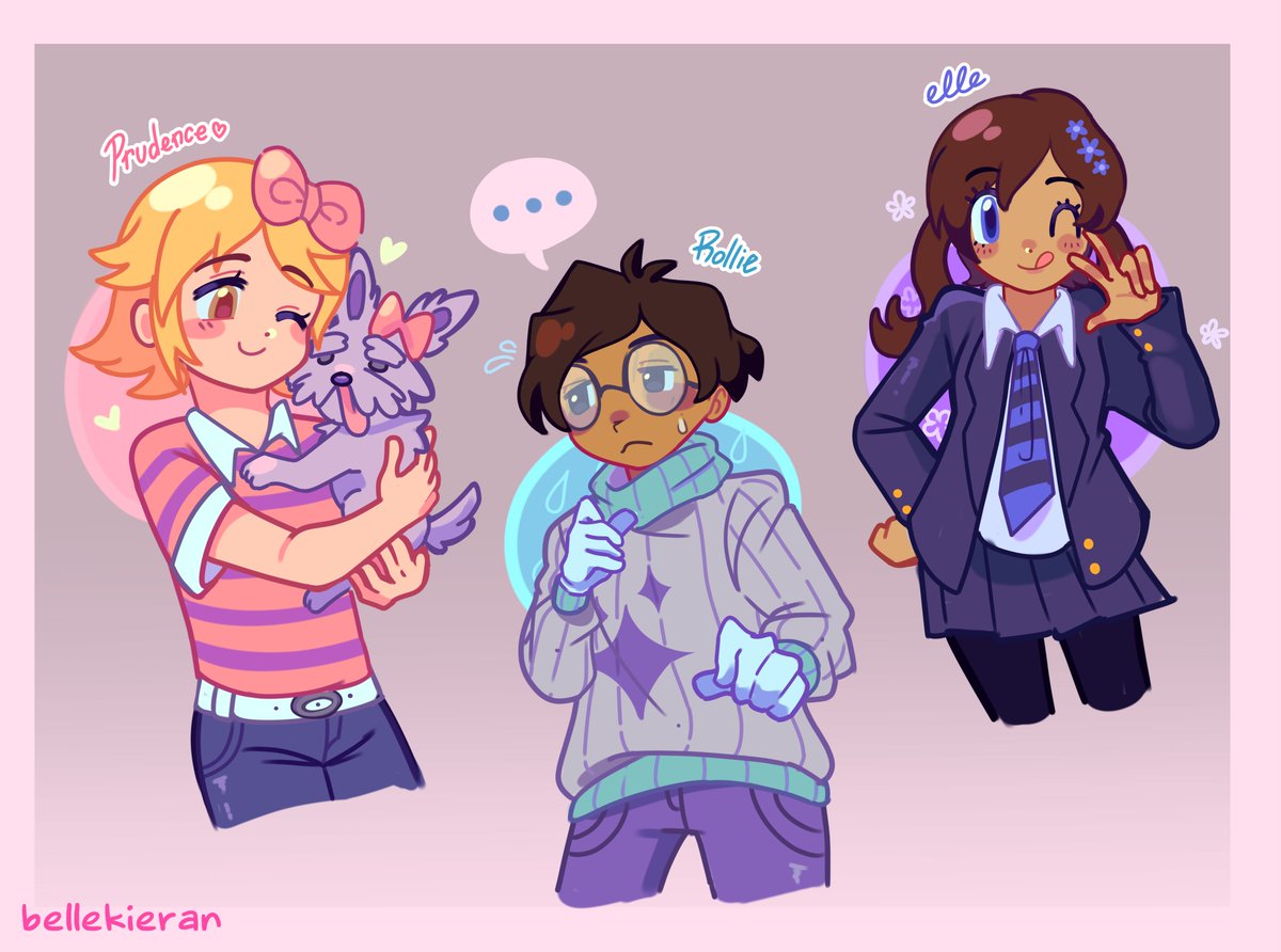 belle_kieran's tweet photo. drew some papa louie characters!! prudence, rollie, and elle! :} 🩷💙💜
#papalouie #flipline https://t.co/cMZc4rjE4f