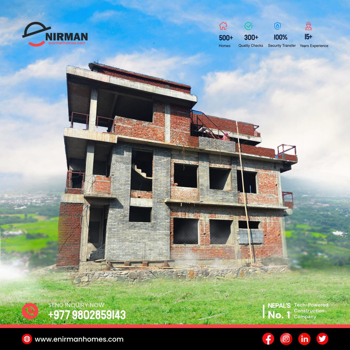 Enirman_tech's tweet photo. Dreams Taking Shape! 
Witness the transformation as bricks and beams come together.
𝙍𝙚𝙖𝙘𝙝 𝙤𝙪𝙩 𝙩𝙤 𝙪𝙨 𝙩𝙤𝙙𝙖𝙮!  
📞 +977 9802859143  
📧 𝙝𝙚𝙡𝙡𝙤@𝙚𝙣𝙞𝙧𝙢𝙖𝙣.𝙘𝙤𝙢
#BuildingDreams #UnderConstruction #FutureHome #Enirman #enirmanhomes #qualityservice https://t.co/bQ2tZD6yGX
