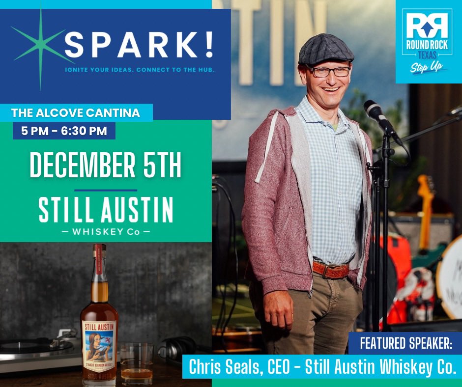 Round Rock Chamber (@rrcoc) on Twitter photo The last SPARK!✨event of the year is this Thursday, December 7, at the Alcove Cantina from 5-6:30 PM featuring Chris Seals, CEO of <a href="/StillATX/">Still Austin</a>! 🥃 You won’t want to miss out of this one so head to the link below and register now!
🔗: web.roundrockchamber.org/events/Spark-9… The last SPARK!✨event of the year is this Thursday, December 7, at the Alcove Cantina from 5-6:30 PM featuring Chris Seals, CEO of <a href="/StillATX/">Still Austin</a>! 🥃 You won’t want to miss out of this one so head to the link below and register now!
🔗: web.roundrockchamber.org/events/Spark-9…