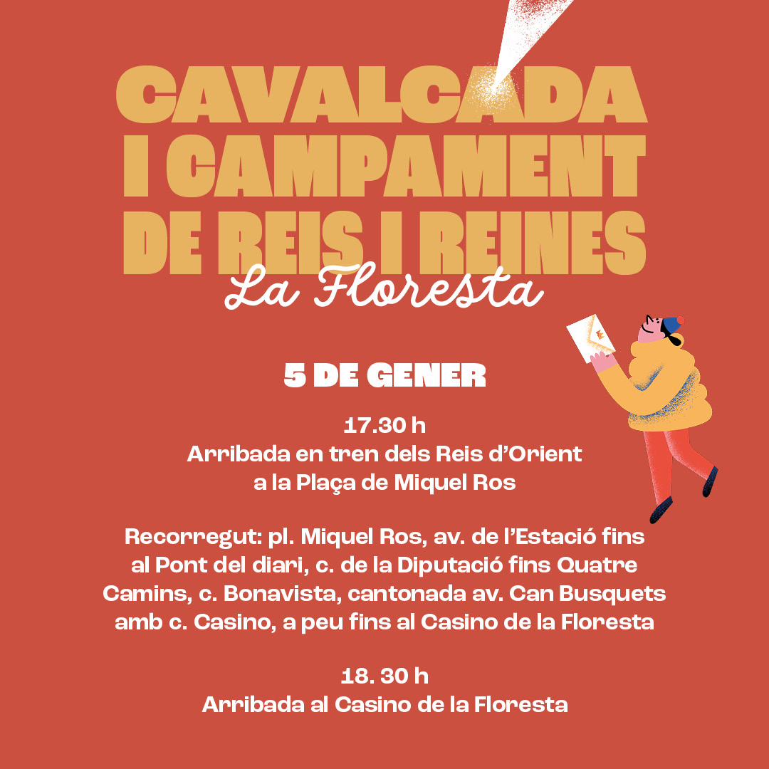Nadal Sant Cugat (@nadalstc) on Twitter photo 👑 Cavalcada i campament de Reis a La Floresta! 👑
🕠 17:30 h: Arribada dels Reis en tren 🚂
💖 17:50 h: Inici de la cavalcada pels carrers del barri
🗺️ Recorregut fins al Casino on els Reis rebran les cartes!
📲 Més info a la bio!
<a href="/ajsantcugat/">Aj. Sant Cugat</a> <a href="/culturastc/">Cultura Sant Cugat</a> 👑 Cavalcada i campament de Reis a La Floresta! 👑
🕠 17:30 h: Arribada dels Reis en tren 🚂
💖 17:50 h: Inici de la cavalcada pels carrers del barri
🗺️ Recorregut fins al Casino on els Reis rebran les cartes!
📲 Més info a la bio!
<a href="/ajsantcugat/">Aj. Sant Cugat</a> <a href="/culturastc/">Cultura Sant Cugat</a>