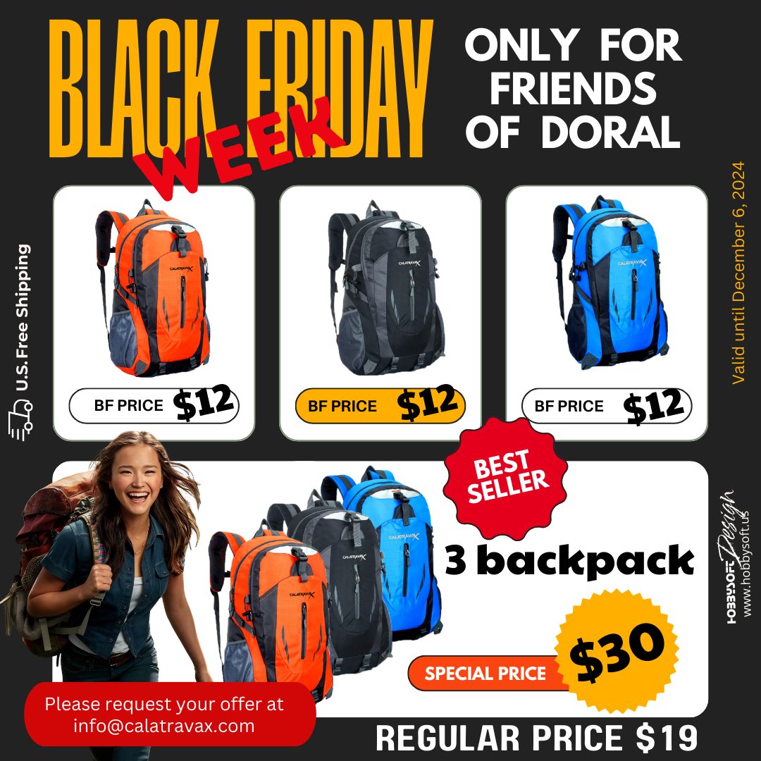 ✨¡Tenemos una oferta irresistible! por solo $12 (regular $19). 🎒 Además, si compras tres, ¡el precio baja a $30! ✨ Solo residentes de Doral y estará disponible hasta el 6 de diciembre. 🎒
calatravax.com
#doral #camping #offer #wendsday