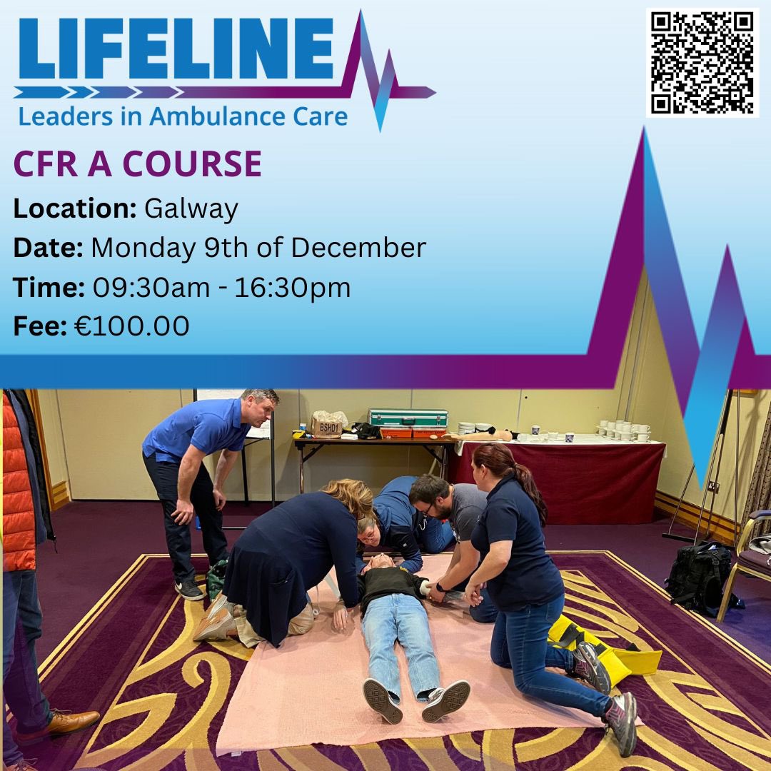 Sign up to our last CFR A Course of the year before it’s too late! There are limited spaces available so book now through our website or by scanning the QR code! #LeadersInAmbulanceCare #🩺🚑