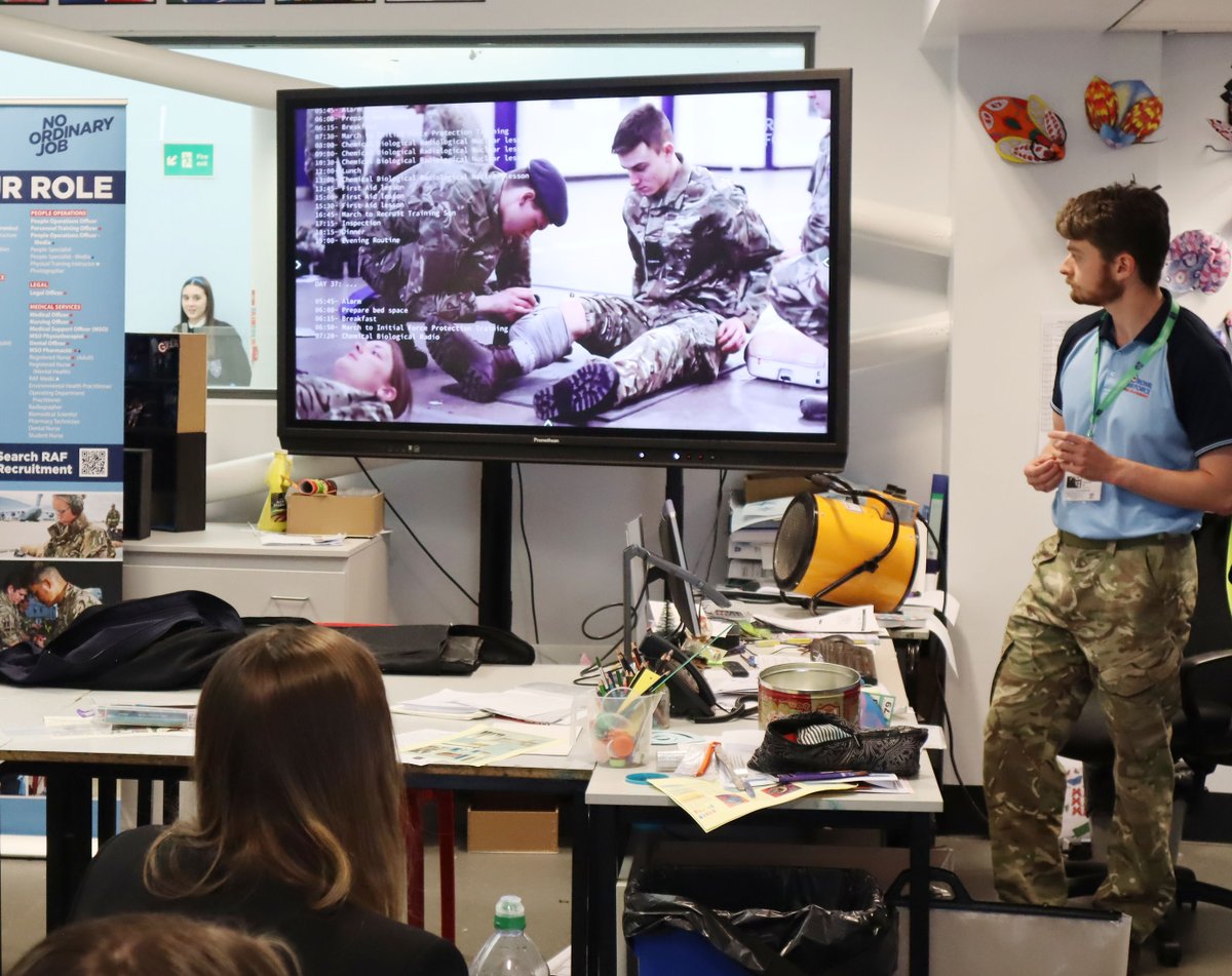 HalewoodAcademy's tweet photo. Year 10 students on the Next Steps Programme experiencing an employer encounter with a representative from the RAF. More amazing opportunities in school, so make the most of it and attend every day!
#Respect #MomentsMattersAttendanceCounts https://t.co/GUUbcgsa7v