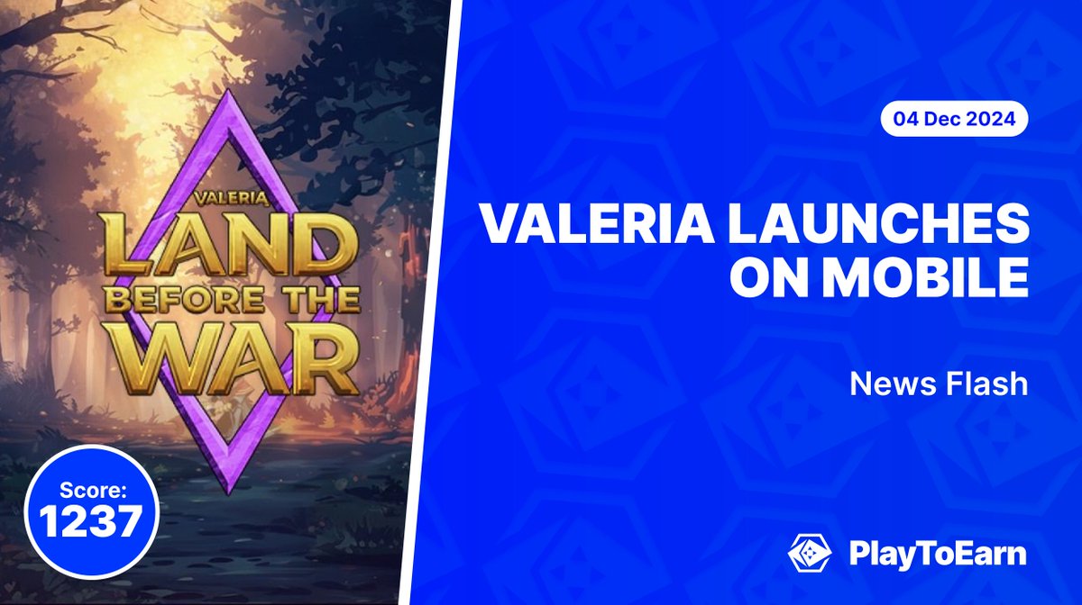 PlayToEarn (@playtoearn) on Twitter photo Valeria: Land Before the War Launches on Mobile With $LOV Token Airdrop 📲
PlayToEarn Score: 1237 📈
💰Dive into <a href="/ValeriaStudios/">Valeria Games</a>: Land Before the War & compete for a share of 20 million $LOV tokens. Climb the leaderboard, upgrade and claim rewards!
Read more🧵
#CryptoNews Valeria: Land Before the War Launches on Mobile With $LOV Token Airdrop 📲
PlayToEarn Score: 1237 📈
💰Dive into <a href="/ValeriaStudios/">Valeria Games</a>: Land Before the War & compete for a share of 20 million $LOV tokens. Climb the leaderboard, upgrade and claim rewards!
Read more🧵
#CryptoNews