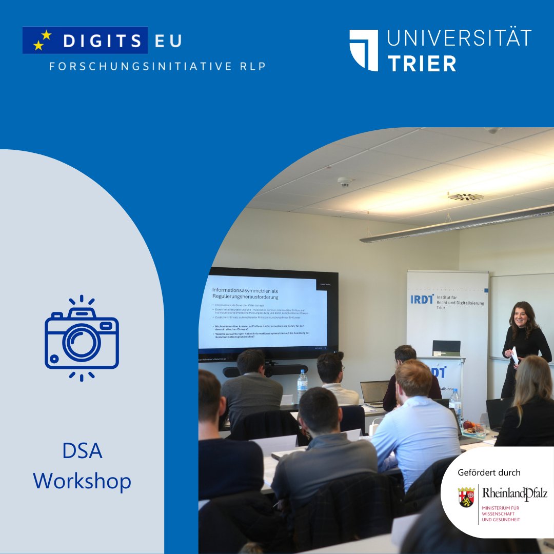 Institut für Recht und Digitalisierung Trier (@irdtrier) on Twitter photo Rückblick auf den #DSA Doktorand*innen-Workshop: Ende November präsentierten Nachwuchswissenschaftler*innen am IRDT ihre Dissertationen. Danke an <a href="/MarcoGanzhorn/">Marco Ganzhorn</a> (<a href="/NomosVerlag/">Nomos Verlag</a>) für die Stiftung des DSA-Kommentars als Preis für den besten Vortrag!
Mehr: bit.ly/4glxIL5 Rückblick auf den #DSA Doktorand*innen-Workshop: Ende November präsentierten Nachwuchswissenschaftler*innen am IRDT ihre Dissertationen. Danke an <a href="/MarcoGanzhorn/">Marco Ganzhorn</a> (<a href="/NomosVerlag/">Nomos Verlag</a>) für die Stiftung des DSA-Kommentars als Preis für den besten Vortrag!
Mehr: bit.ly/4glxIL5