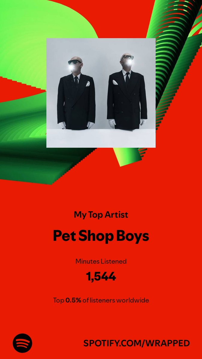 I spent 1,544 minutes with my top artist in 2024. Check them out. #SpotifyWrapped  ⁦<a href="/petshopboys/">Pet Shop Boys</a>⁩  open.spotify.com/wrapped/share/…