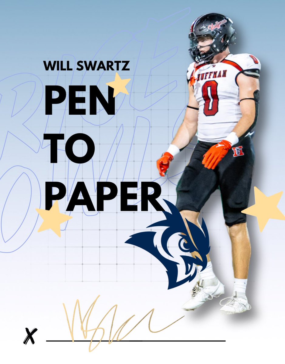 Huffman Falcon Football (@huffman_falcons) on Twitter photo Huge congrats to <a href="/WillSwartz14/">Will Swartz</a> for signing with <a href="/RiceFootball/">Rice Football</a>!! 🦉 Huge congrats to <a href="/WillSwartz14/">Will Swartz</a> for signing with <a href="/RiceFootball/">Rice Football</a>!! 🦉