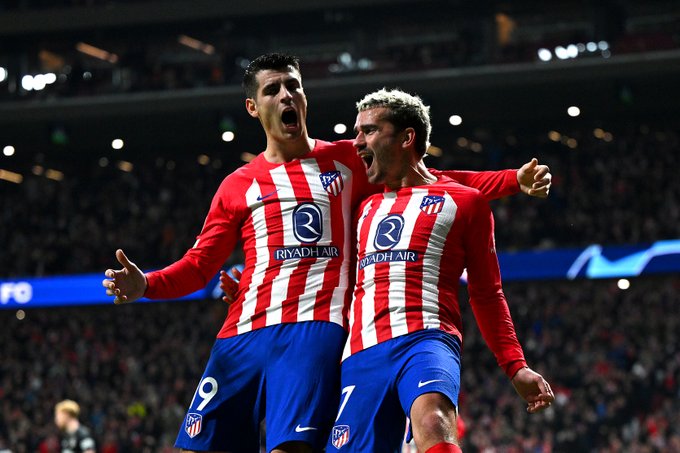 Atlético de Madrid players celebrate.