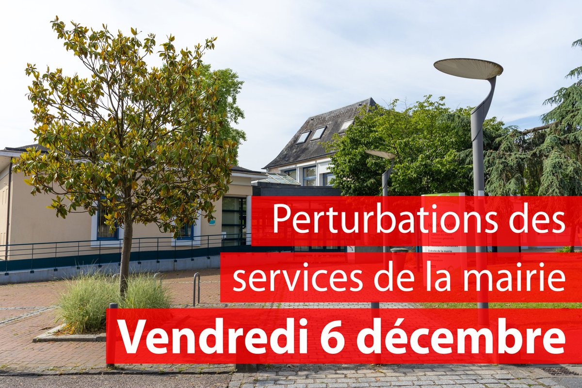 Une coupure générale d'électricité est prévue en mairie le vendredi 6 décembre, de 8h45 à 12h30.

La municipalité vous remercie pour votre compréhension et reste à votre disposition pour toute question. 

#oissel #information #travaux #coupuredecourant