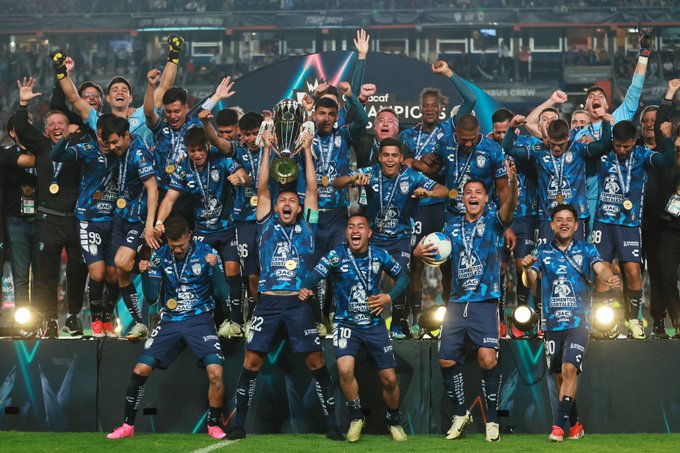 CF Pachuca celebrate their Concacaf Champions Cup victory.