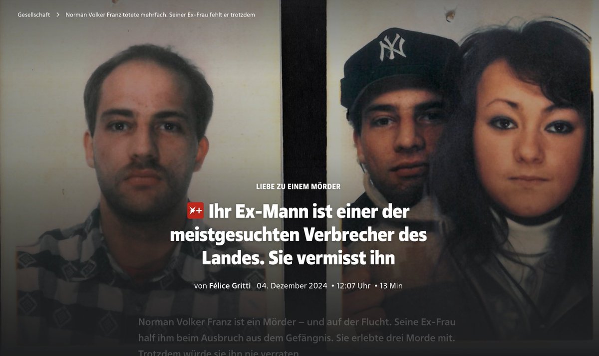 Norman Volker Franz ist einer der meistgesuchten Verbrecher des Landes, verschwunden vor mehr als 20 Jahren. Seine Ex-Frau vermisst ihn. <a href="/FeliceGritti/">Félice Gritti</a> hat sie interviewt.  

Ab morgen im aktuellen <a href="/sternde/">stern</a>, schon jetzt überall, wo's Internet gibt.  t1p.de/lg2ul