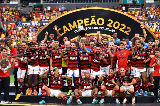 CR Flamengo celebrate their CONMEBOL Libertadores victory.