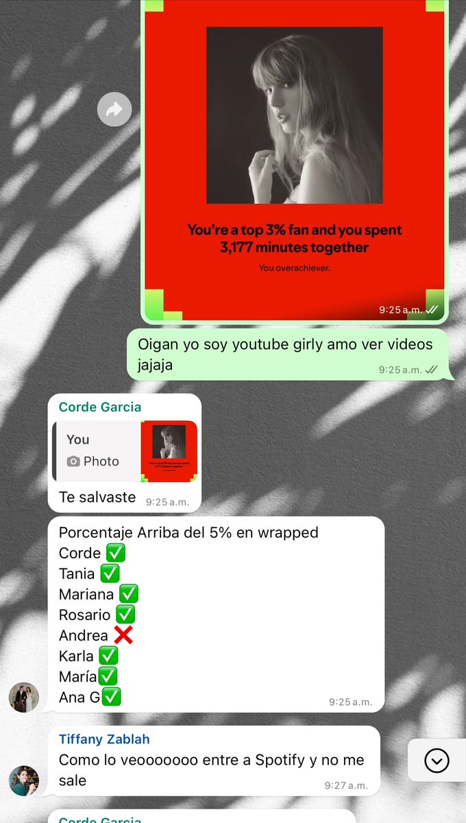 anagarzaf's tweet photo. Momento más estresante del año: @Cordegz haciendo cortes en el grupo de Swifties si no te salió top listener 😂 https://t.co/8I6LdfakmR