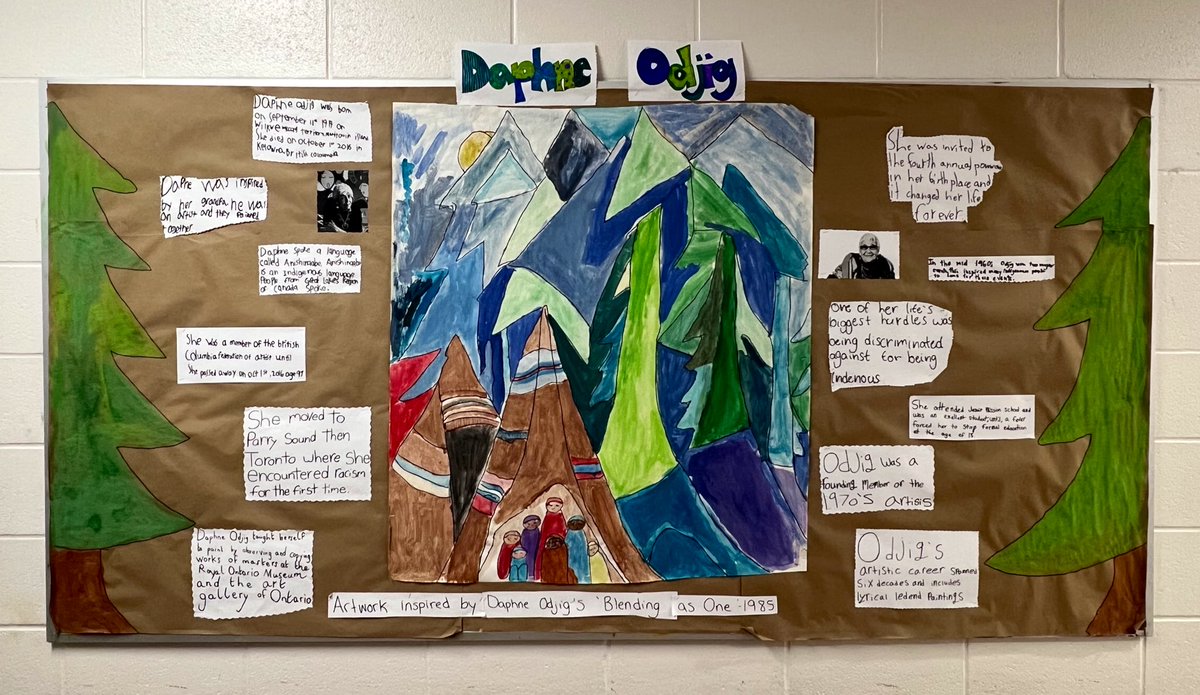 Our finished Indigenous Bulletin Board for November, all about Daphne Odjig 🎨🖌️ <a href="/stpetersmilton/">St. Peter C.E.S.</a>