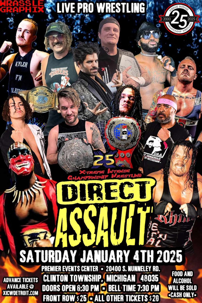 XICW Detroit (@xicwdetroit) on Twitter photo 2️⃣5️⃣DIRECT ASSAULT2️⃣5️⃣
Just signed...
XICW Light Heavyweight Champion <a href="/ToppGunnMdM/">Maxx</a> w/ <a href="/_Heather_Blue_/">Heather Kirk (Blue)</a> defends against <a href="/KJReynoldspro/">KJ Reynolds</a>
🗓️ Saturday January 4th 2025
🏢 Premier Events Center
20400 S. Nunneley Rd
Clinton Twp 48035
🚪6:30pm
🛎️7:30pm
🎟
xicw.info/tickets/ 2️⃣5️⃣DIRECT ASSAULT2️⃣5️⃣
Just signed...
XICW Light Heavyweight Champion <a href="/ToppGunnMdM/">Maxx</a> w/ <a href="/_Heather_Blue_/">Heather Kirk (Blue)</a> defends against <a href="/KJReynoldspro/">KJ Reynolds</a>
🗓️ Saturday January 4th 2025
🏢 Premier Events Center
20400 S. Nunneley Rd
Clinton Twp 48035
🚪6:30pm
🛎️7:30pm
🎟
xicw.info/tickets/
