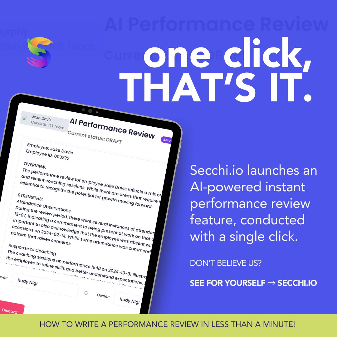 One click, THAT'S IT! ✅  Meet our new AI Instant Performance Review feature!

Traditional performance reviews? Time-consuming, incomplete, and frustrating. Instead, transform a year’s worth of documented interactions—all with a single CLICK. tinyurl.com/3a5tumm5