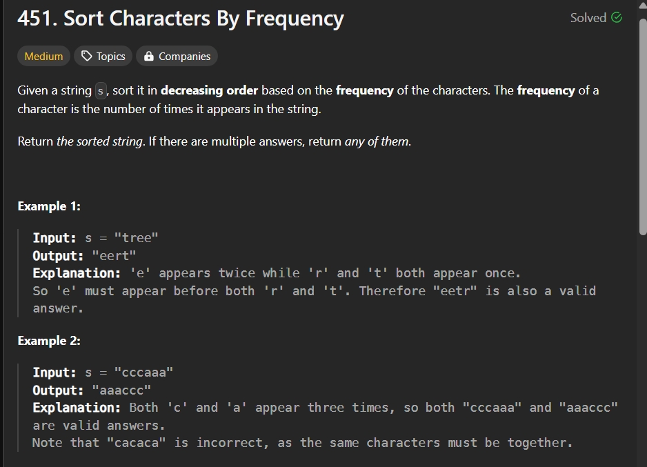 imDarshanGK's tweet image. ๐ Daily Coding Challenge: Sort Characters by Frequency! ๐
#CodingChallenge #StringManipulation #LeetCode #Python #ProblemSolving #Tech