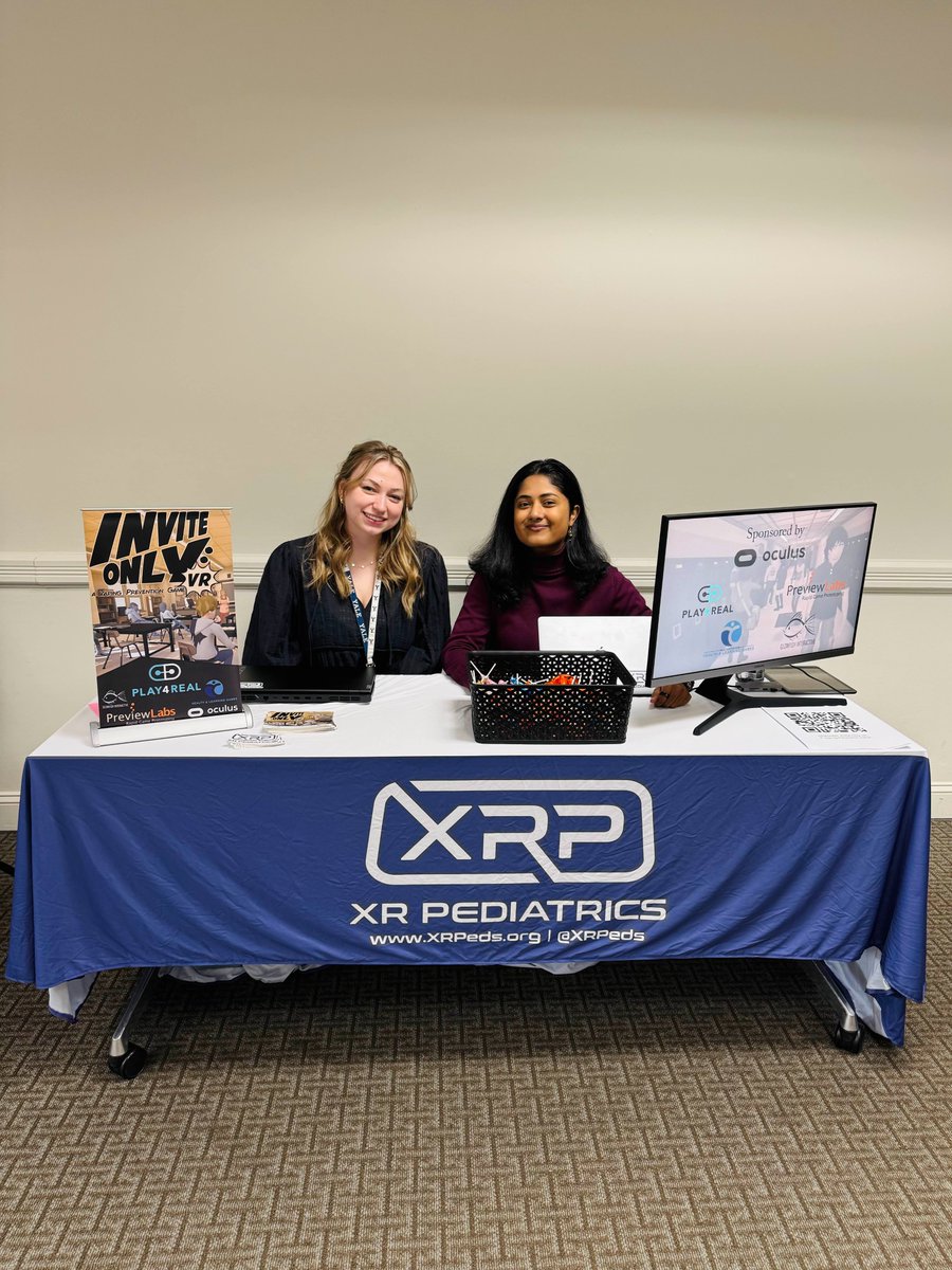 XRPeds's tweet image. On Tuesday, Postgraduate Associates, Skylar Bartush and Mona Sinha, represented XR Pediatrics at the 2024 School Based Health Centers Conference, showcasing our nicotine and marijuana vaping prevention intervention, Invite Only VR: reHASHED.