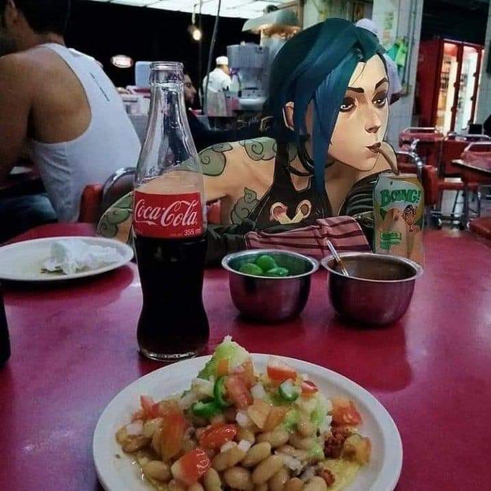 saddplla's tweet photo. @kirerlol A jinx/vi  saindo de runeterra e vindo pro interior de Minas gerais morar comigo e almoçar feijão tropeiro https://t.co/fShdsOxnVG