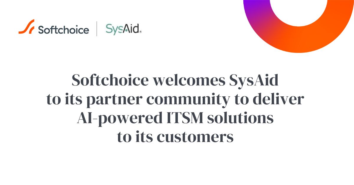 SysAid has joined our partner community – our network of tech organizations with which we collaborate to deliver solutions and services. <a href="/sysaid/">SysAid</a> offers next-gen help desk and ITSM solutions with built-in generative AI. Contact your Softchoice account manager today to learn more!