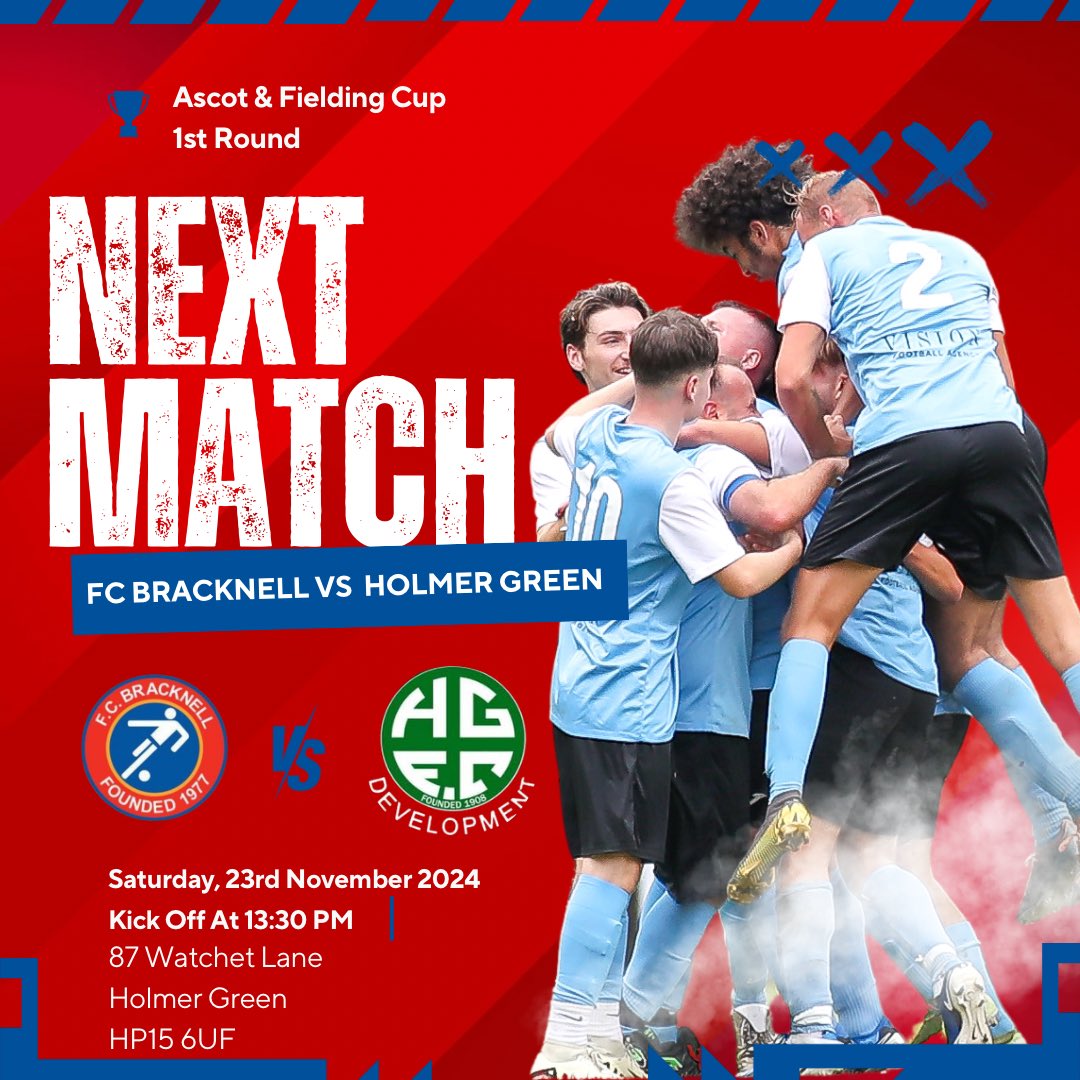 🆚 <a href="/holmerdevs/">Holmer Green Development</a> 
📆 23/11/2024
⏰ 13:30
📍Holmer Green, HP15 6UF
🏆 Ascot &amp; Fielding Cup
ℹ️ First round