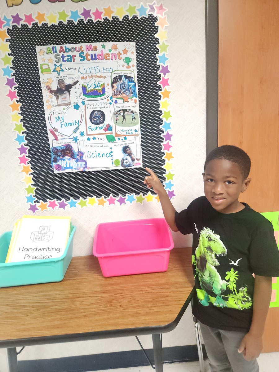 Cooley1st's tweet photo. Our Star Student 🌟 of the Week is a big helper in our classroom, works hard and always tries his best, and comes to school ready to learn! We loved learning more about him this week! https://t.co/bfF0ieOLtS