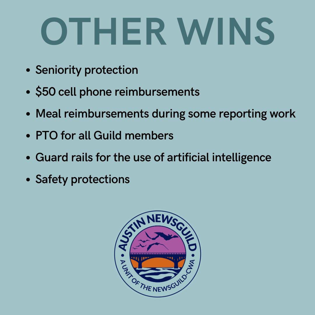 More than 94% of voting members approved this contract, which secures wage minimums for <a href="/statesman/">Austin Statesman</a> journalists for the first time and other key protections.