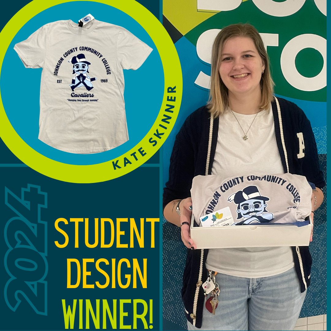 Kate Skinner's t-shirts are here! Stop by the store or shop online to get your own student designed tee today! Thank you again to all of the incredibly talented participants and congratulations again to Kate!
#jccc #bookstore #jcccbookstore