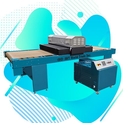 AWTWorldTrade's tweet photo. Meet the Accu-Cure UV LED Curing System from AWT! Using the latest LED tech, it boosts output, lowers energy use, and improves safety. With touchscreen controls, a Fiberlon belt, and lower operating temps, it runs cool without the need for venting. #ScreenPrinting #AWT #UVLED https://t.co/PPH1p1aKpF